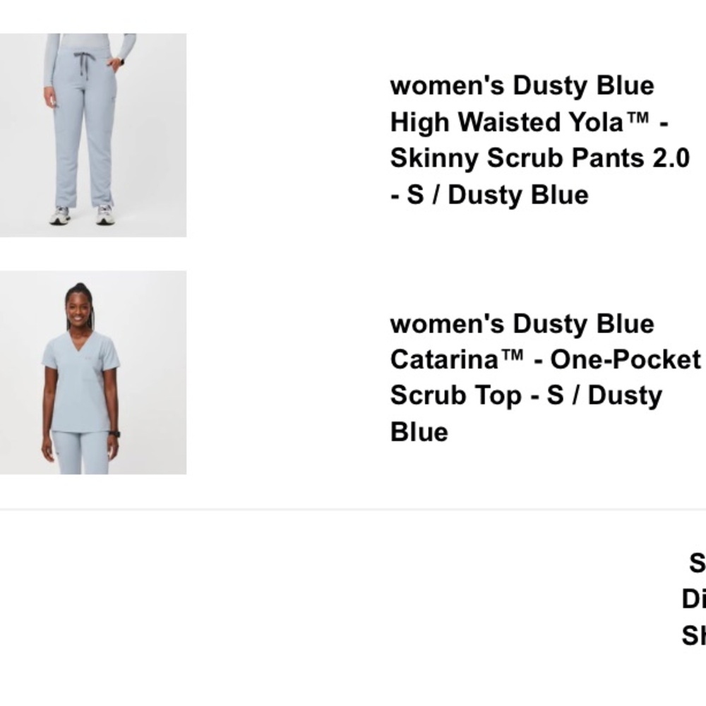 Women’s FIGS Scrub Set 
TOP: Size S | BOTTOMS: Size S regular